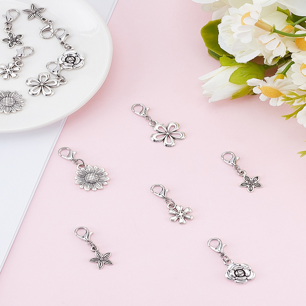 12Pcs 6Style Alloy Pendant Dec - Lobster Clasp Silver review and price
