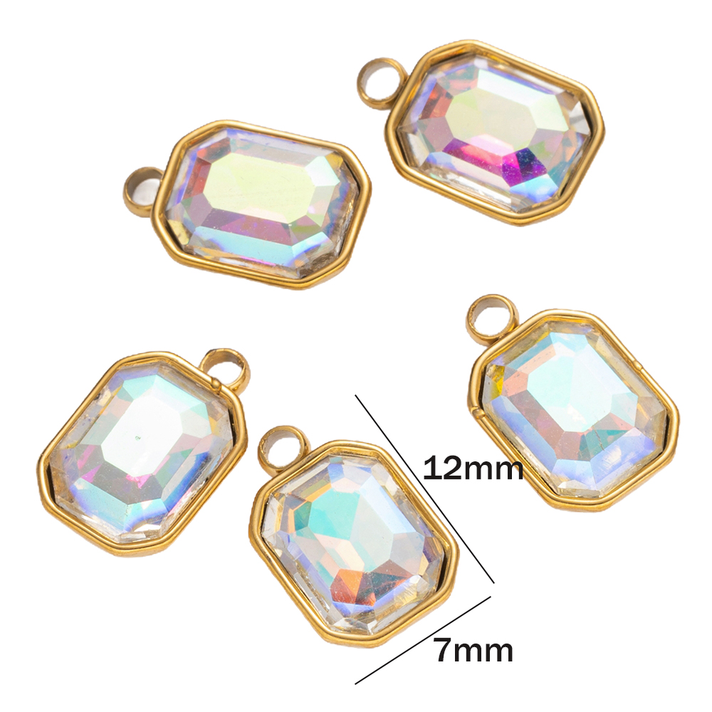 5pcs Stainless Steel Glass Rhi - Jewelry Making Gemstones review and price